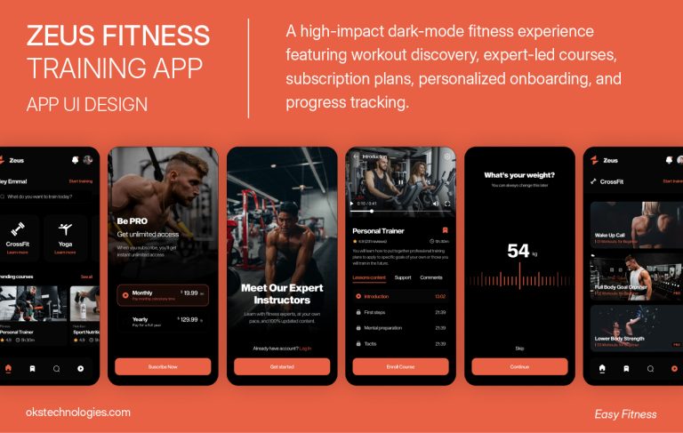 Zeus fitness training app for iOS and Android