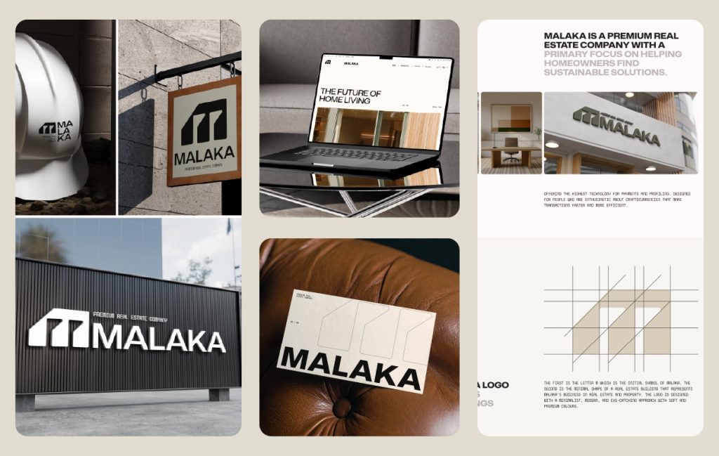 Malaka visual identity and premium real estate brand system