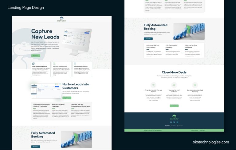 Lead management landing page for Client Gator